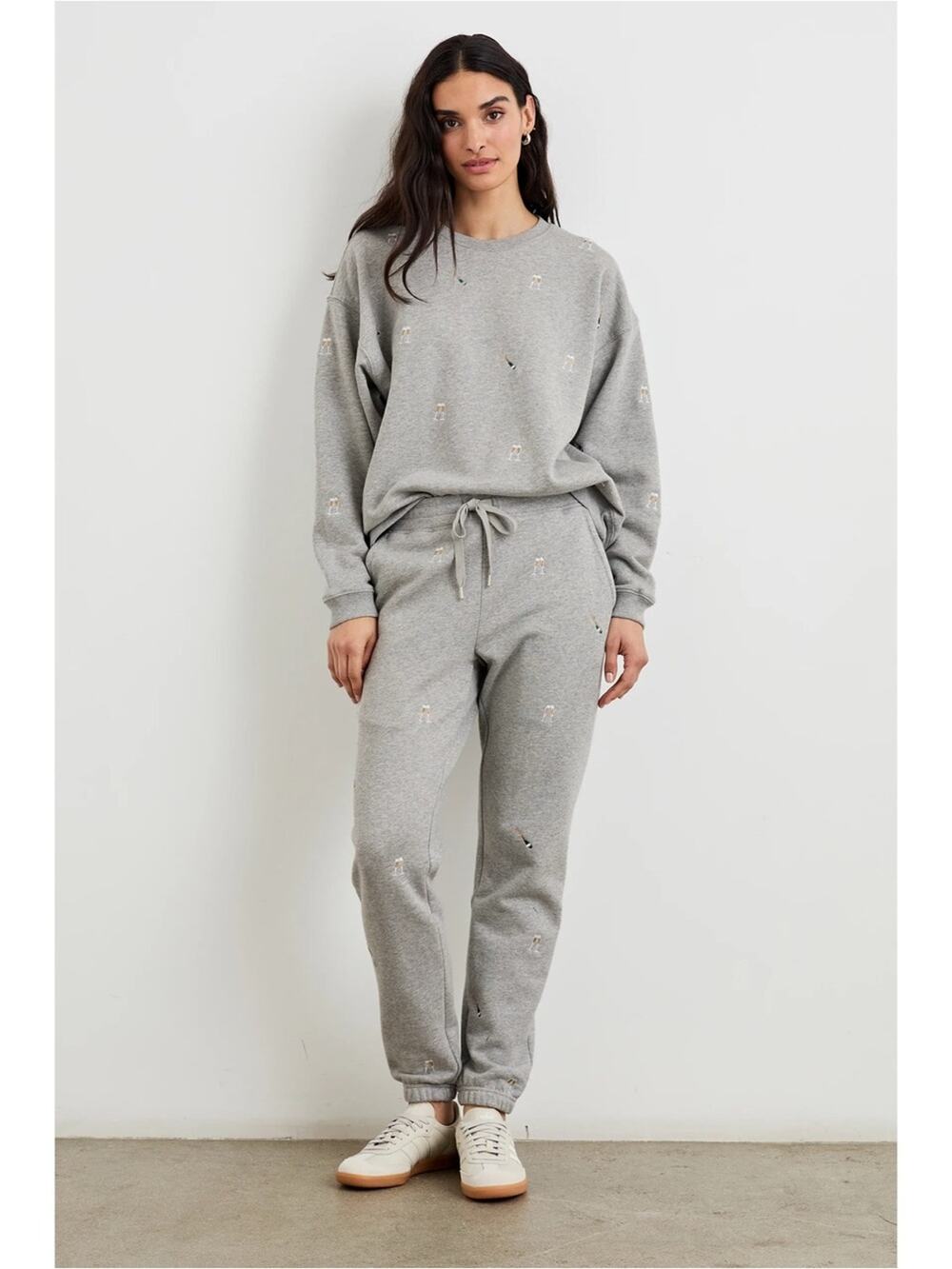 Rails Kingston Cotton Jogger Sweatpants Gray Champagne Embroidery Size Medium